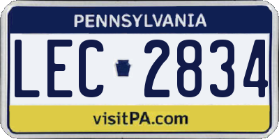 PA license plate LEC2834