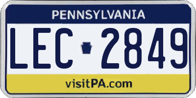 PA license plate LEC2849
