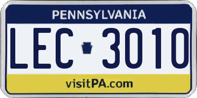 PA license plate LEC3010