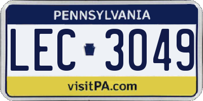 PA license plate LEC3049