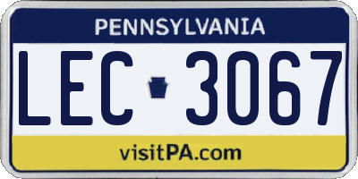 PA license plate LEC3067