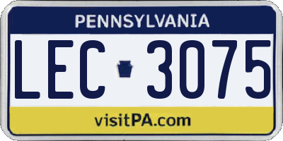 PA license plate LEC3075