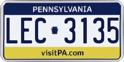 PA license plate LEC3135