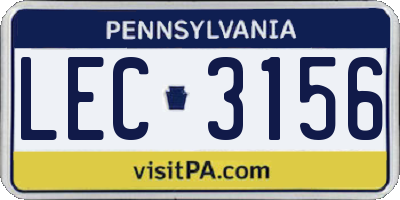 PA license plate LEC3156