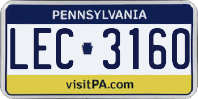 PA license plate LEC3160