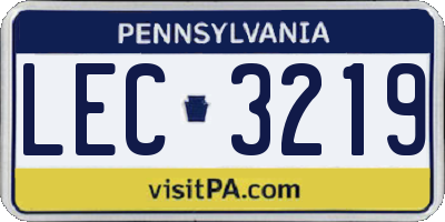 PA license plate LEC3219
