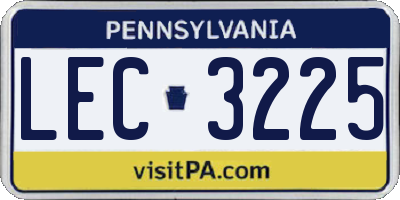 PA license plate LEC3225