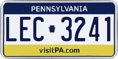 PA license plate LEC3241