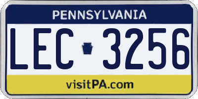 PA license plate LEC3256