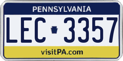 PA license plate LEC3357