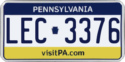 PA license plate LEC3376