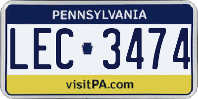 PA license plate LEC3474
