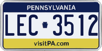 PA license plate LEC3512