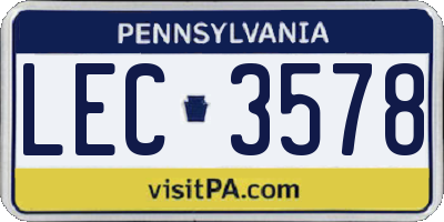 PA license plate LEC3578