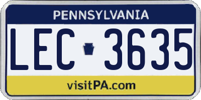 PA license plate LEC3635