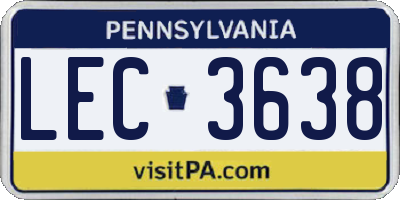 PA license plate LEC3638