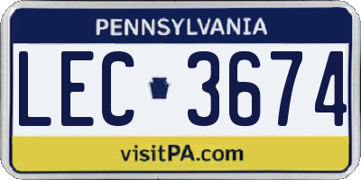 PA license plate LEC3674