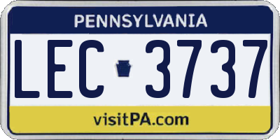 PA license plate LEC3737