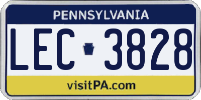PA license plate LEC3828