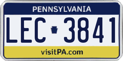 PA license plate LEC3841