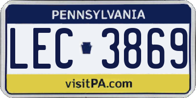 PA license plate LEC3869