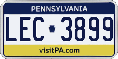 PA license plate LEC3899