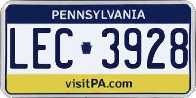PA license plate LEC3928