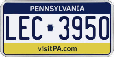 PA license plate LEC3950