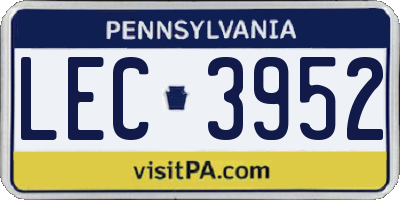 PA license plate LEC3952