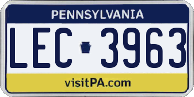 PA license plate LEC3963