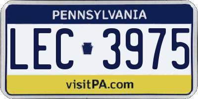 PA license plate LEC3975