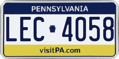 PA license plate LEC4058