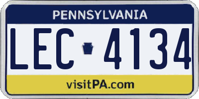 PA license plate LEC4134