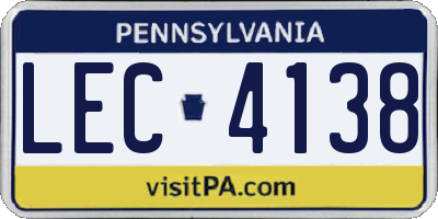PA license plate LEC4138