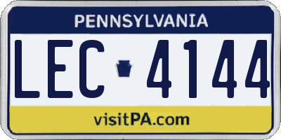 PA license plate LEC4144
