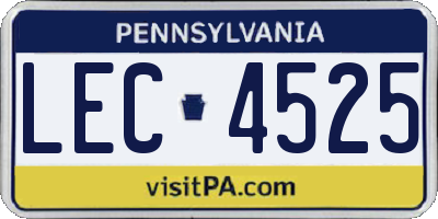 PA license plate LEC4525