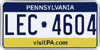 PA license plate LEC4604