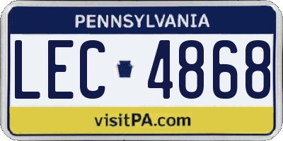 PA license plate LEC4868