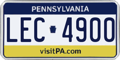 PA license plate LEC4900