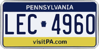 PA license plate LEC4960