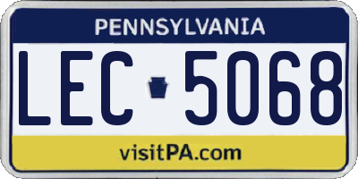 PA license plate LEC5068