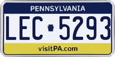 PA license plate LEC5293