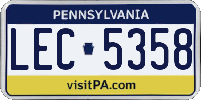 PA license plate LEC5358
