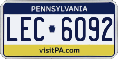 PA license plate LEC6092