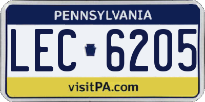 PA license plate LEC6205