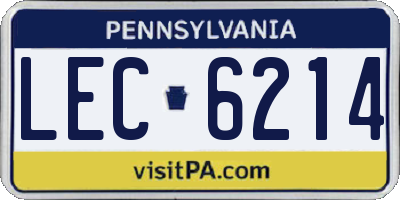 PA license plate LEC6214