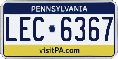 PA license plate LEC6367