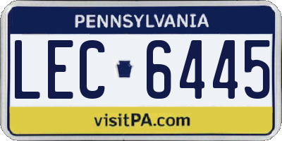 PA license plate LEC6445