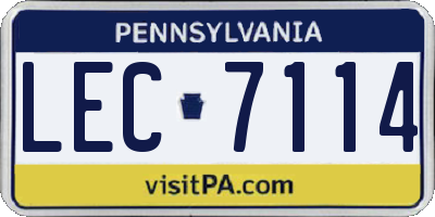 PA license plate LEC7114