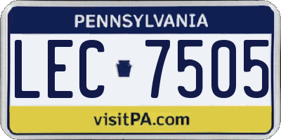 PA license plate LEC7505